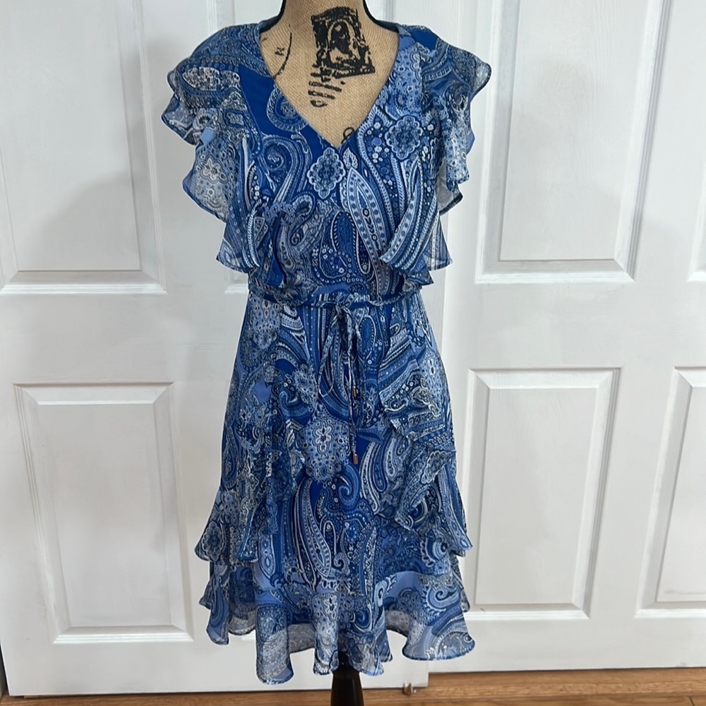Flutter-Sleeve Chiffon Fit & Flare Dress💖💖
